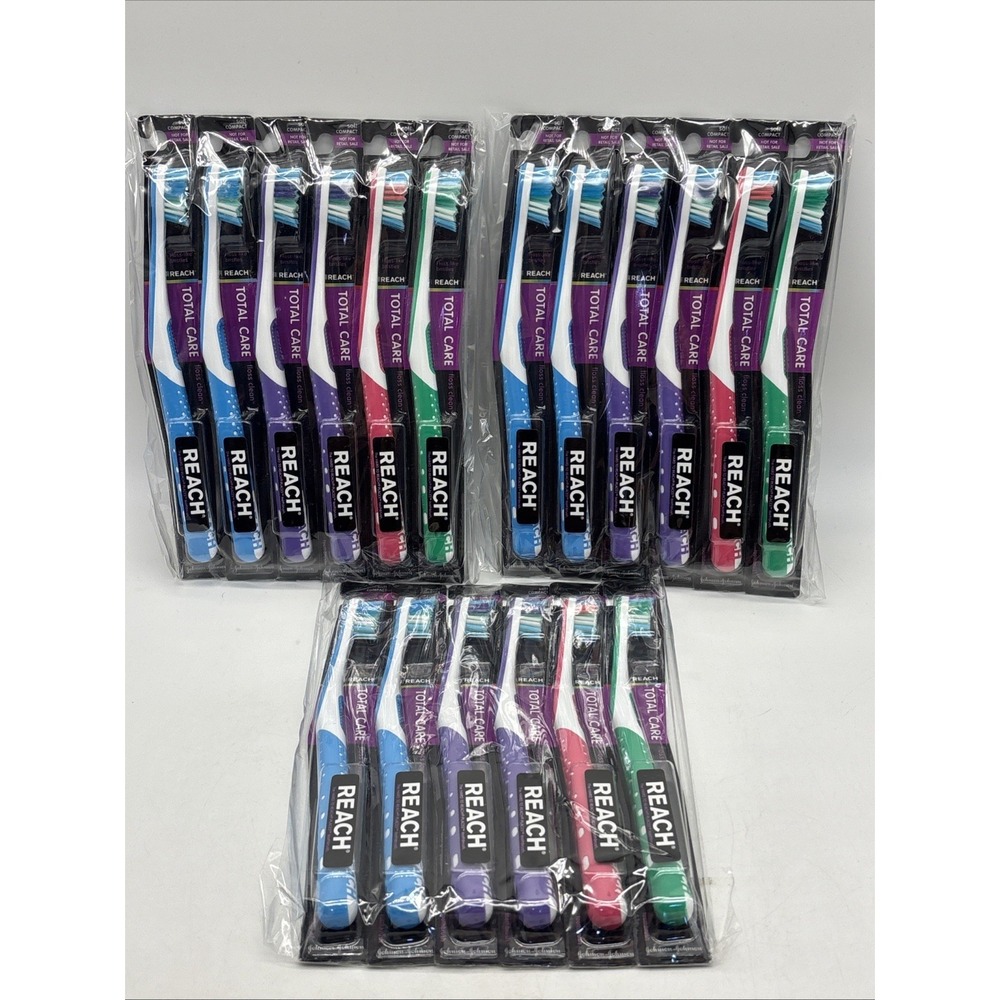 (18) Lot  Reach Total Care Floss Clean Toothbrush- Soft  Assorted Bulk Lot